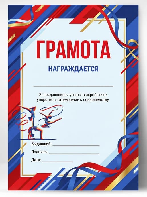 Грамота спортивная - За успехи в акробатике