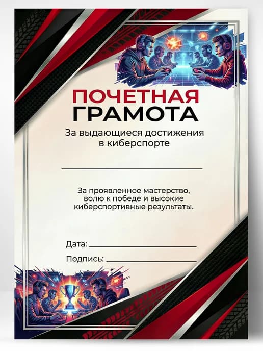 Грамота спортивная - За достижения в киберспорте