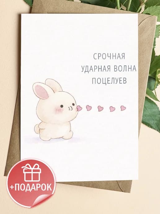 Открытка подарочная - Срочная ударная волна поцелуев