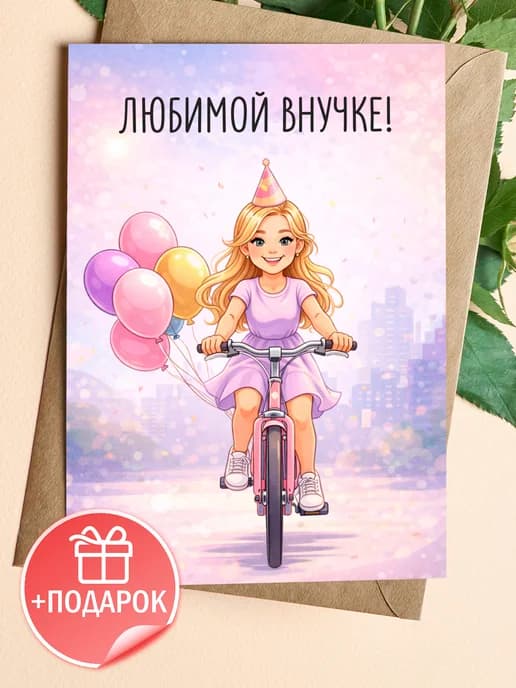 Открытка с днем рождения внучке подарочная