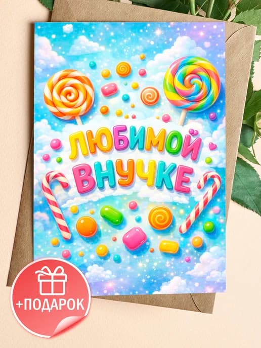 Открытка с днем рождения внучке подарочная