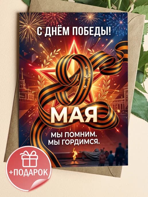Открытка 9 мая подарочная - С Днём Победы!