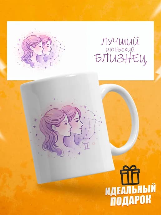 Кружка подарочная для чая знак зодиака Близнецы
