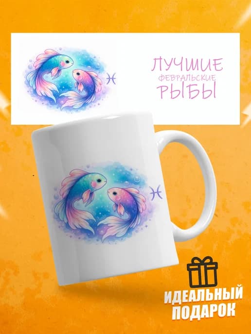 Кружка подарочная для чая знак зодиака Рыбы