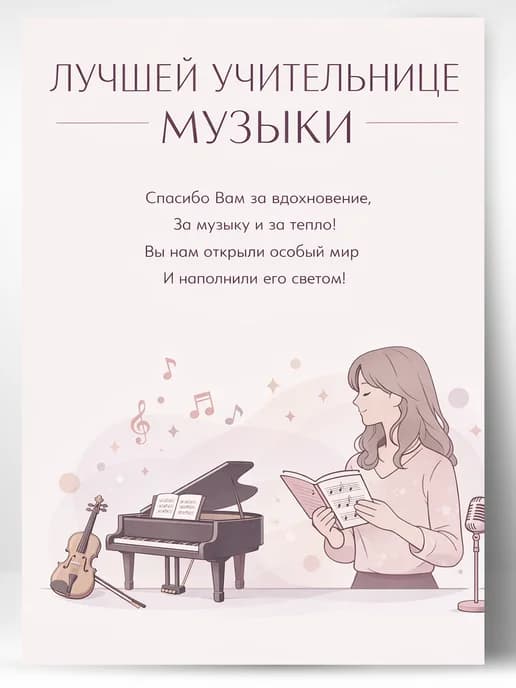 Грамота для награждения - Лучшей учительнице музыки