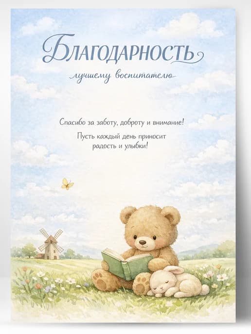 Грамота благодарность лучшему воспитателю