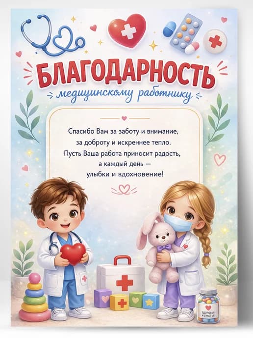 Грамота Благодарность медицинскому работнику